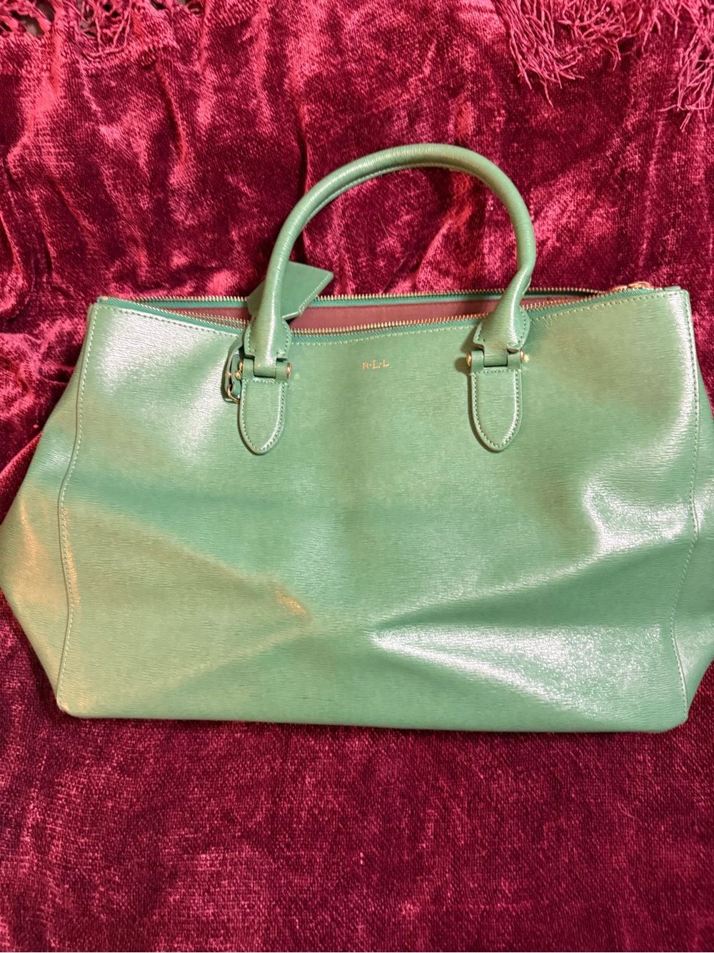 Ralph Lauren Mint Green Leather Tote